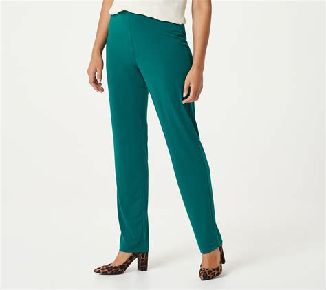Leg Shape wide leg; widens fashionably from thigh to leg opening. . Susan graver pants liquid knit